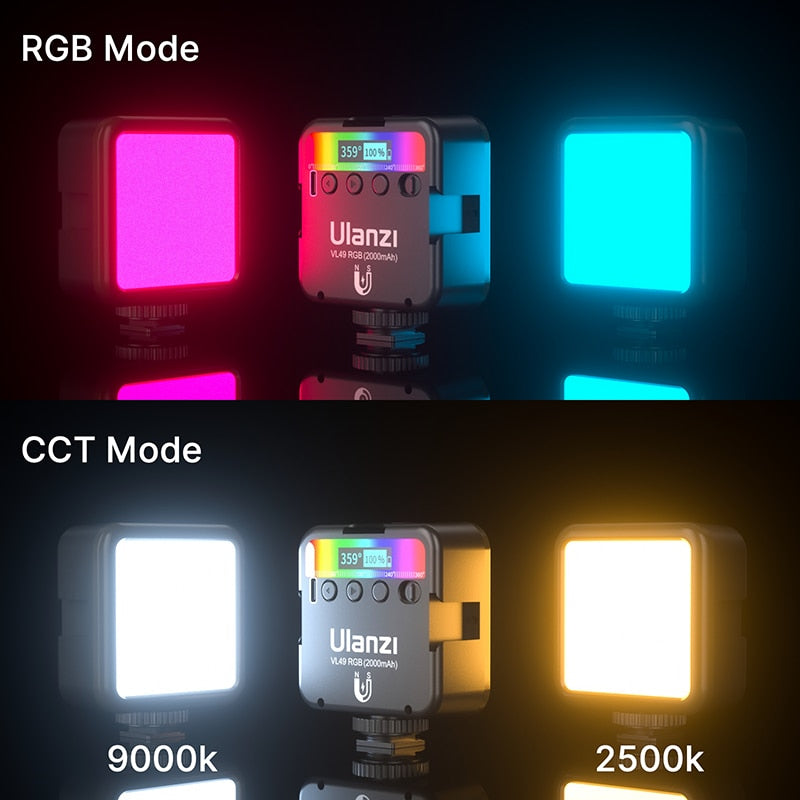 Ulanzi-VL49-Mini-RGB-LED-Video-Light-2700K-9000K-On-Camera-Fill-Light-Photography-Lighting-Pocket-Live-Tiktok-Vlog-Light-lamp