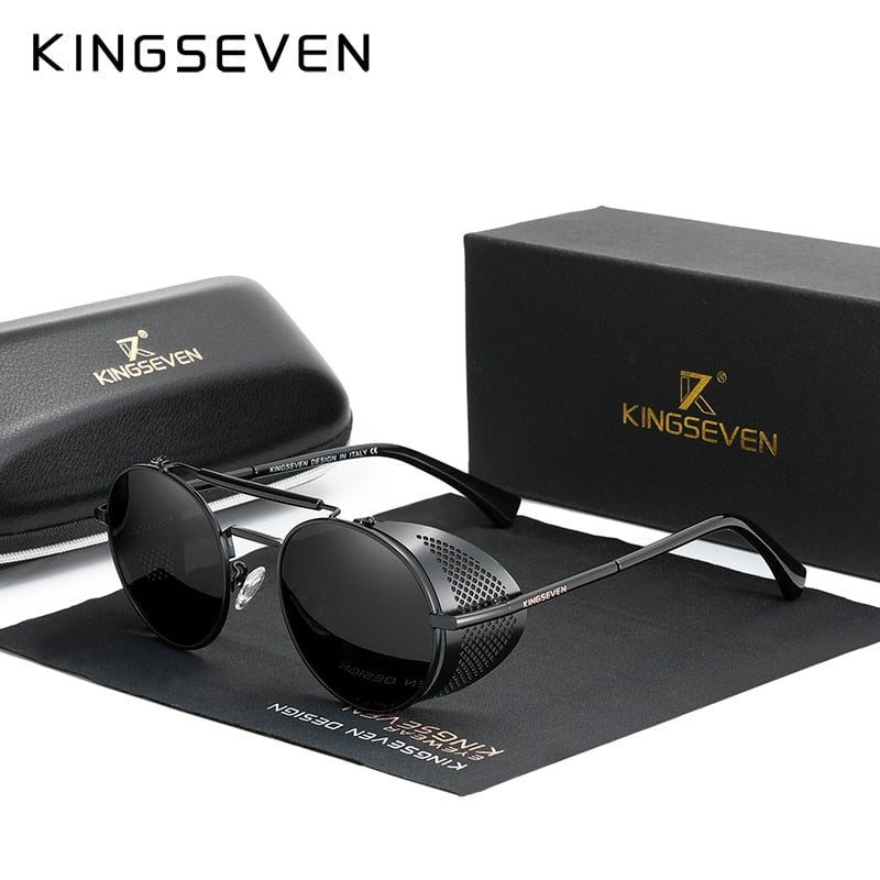Echte KINGSEVEN Retro Sonnenbrille - Steampunk Stil