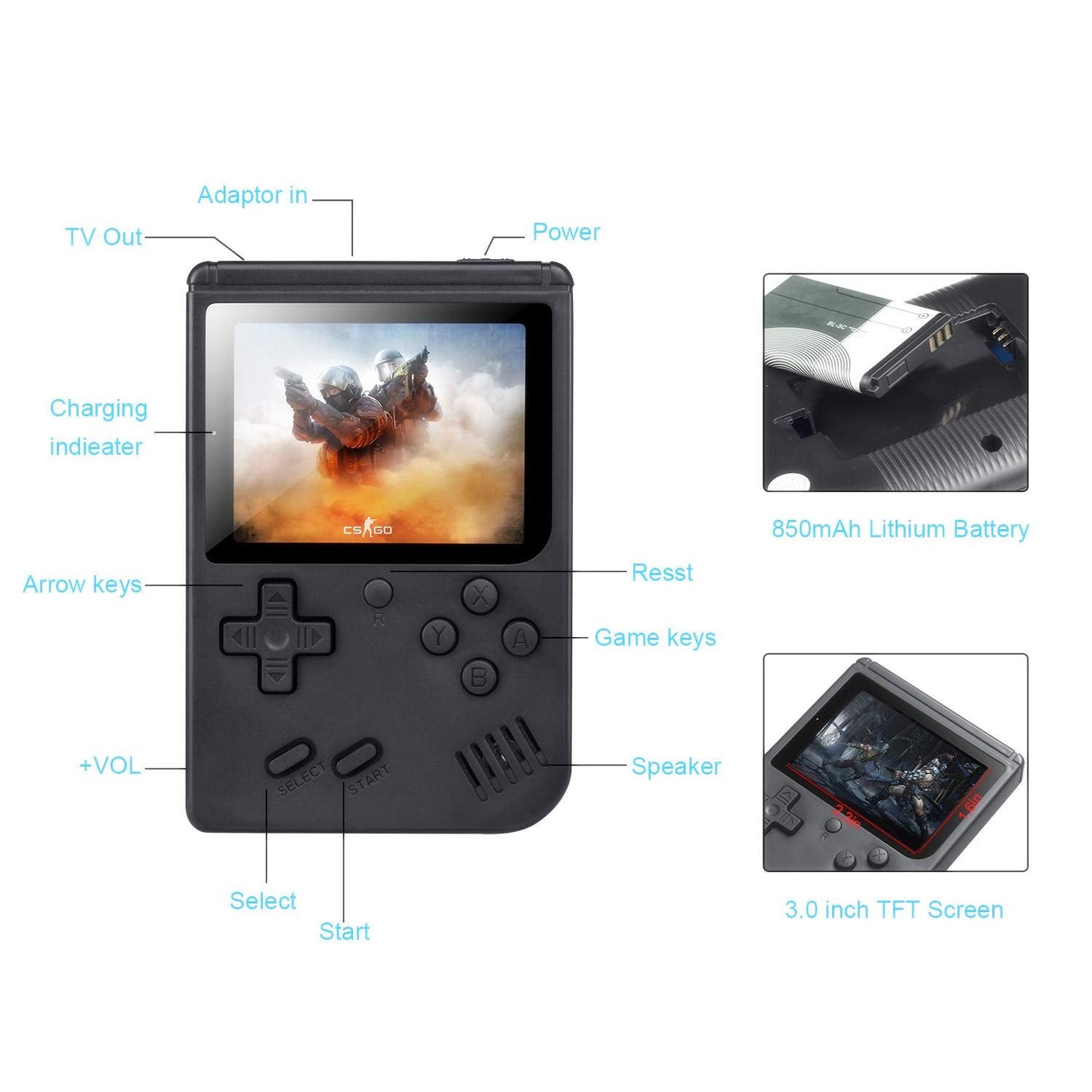 500-In-1-Games-MINI-Portable-Retro-Video-Console-Handheld-Game-Players-Boy-8-Bit-3.0-Inch-Farbe-LCD-Screen-Gameboy