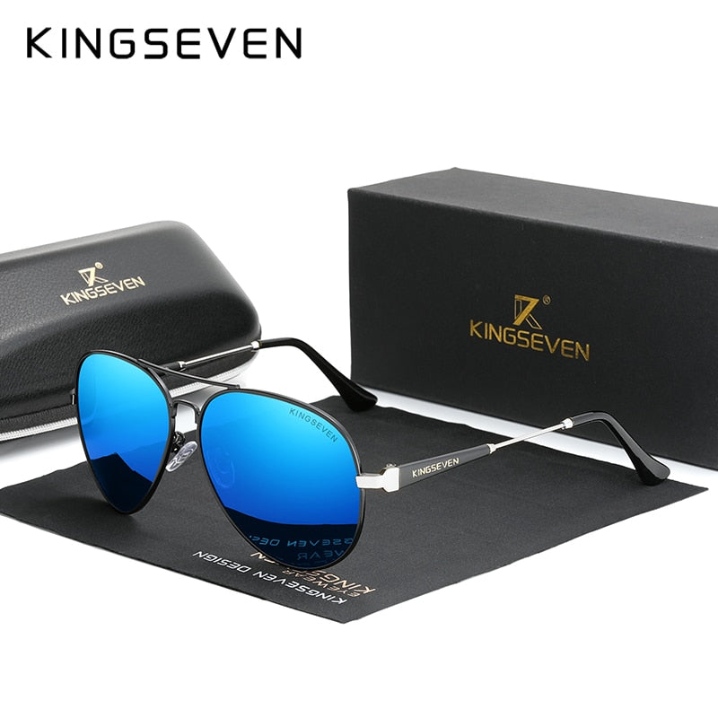 KINGSEVEN Men's Sunglasses Polarized Pilot Frame Anti-Glare Mirror Lens Fishing