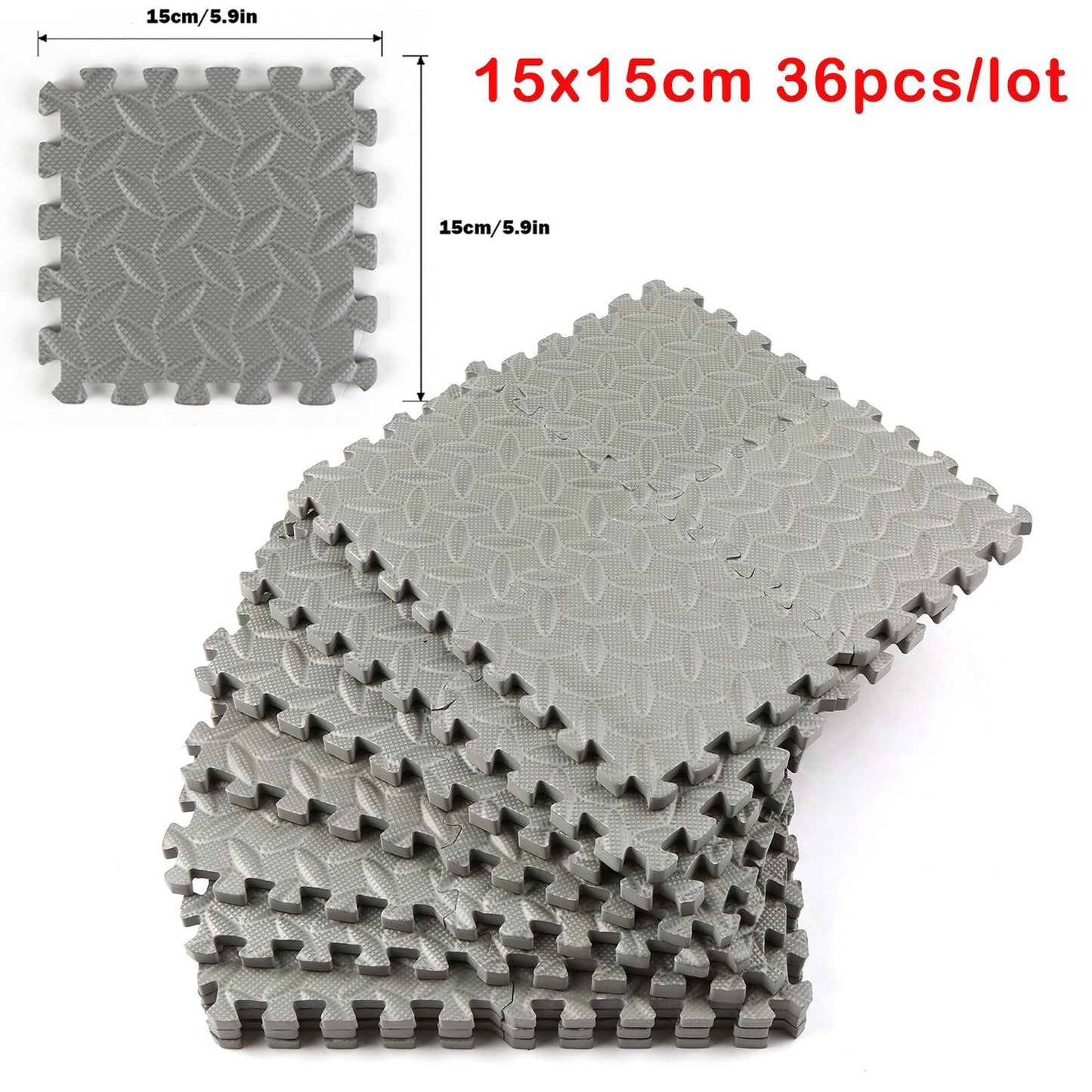 Bodenmatte-Fitness-12-Stück—30*30cm-EVA-Leaf-Grain