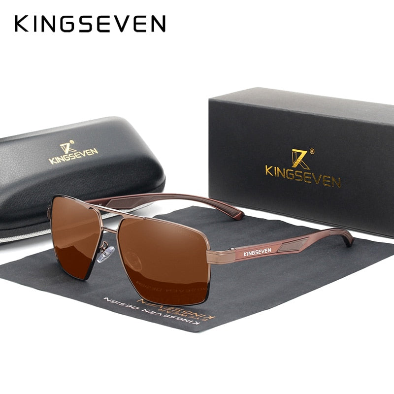 KINGSEVEN Aluminium Herren Sonnenbrille - Polarisierte Linse, Rot Design