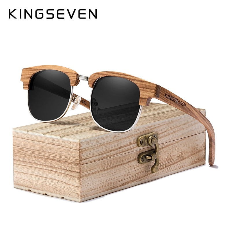 KINGSEVEN Retro Wooden Sunglasses Men Polarized UV400 Protection G5917 