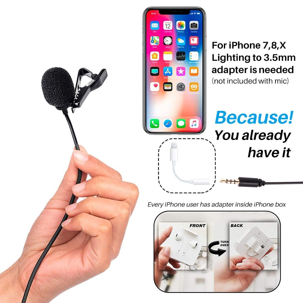 BOYA-BY-M1-3.5mm-Audio-Video-Record-Lavalier-Lapel-Microphone-Recording-microphone-Clip-On-Mic-for-iPhone-Android-Smartphone-PC