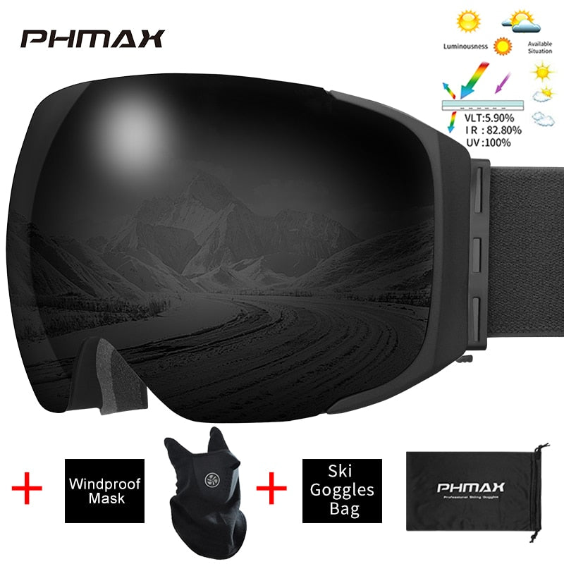 PHMAX-Brand-Ski-Goggles-Magnetic-Men-Women-Winter-Anti-Fog-Snow-Ski-Glasses-With-Free-Mask-Double-Layers-UV400-Snowboard-Goggles