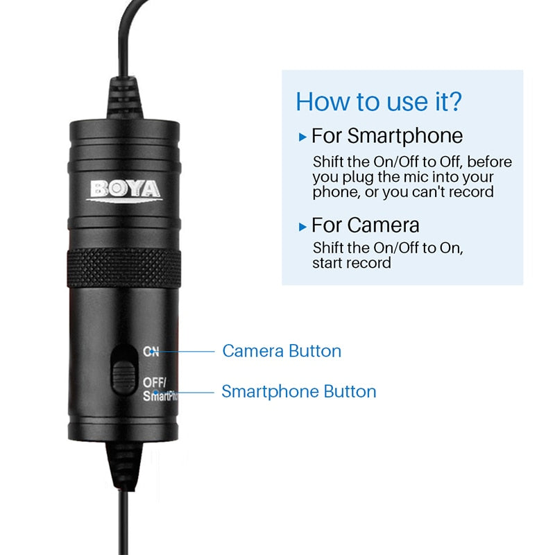 BOYA-BY-M1-3.5mm-Audio-Video-Record-Lavalier-Lapel-Microphone-Recording-microphone-Clip-On-Mic-for-iPhone-Android-Smartphone-PC