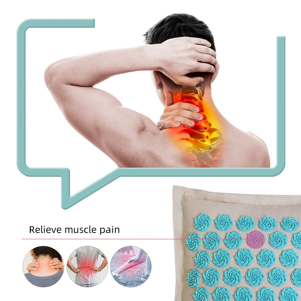 Spike-Mat-Acupressure-Mat,-Massage-Mat-Acupuncture-Pillow-Set-Yoga-Mat-Needle-Relieve-Back,-Neck-and-Sciatic-Pain,-Relax-Muscles