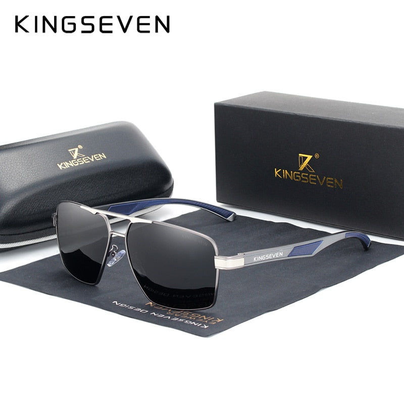 KINGSEVEN Aluminium Herren Sonnenbrille - Polarisierte Linse, Rot Design