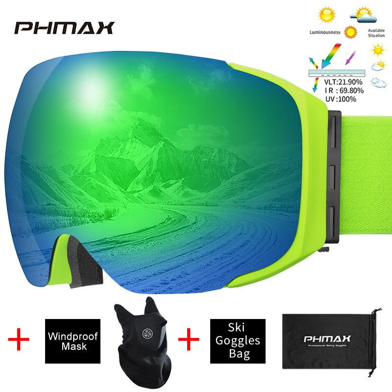 PHMAX-Brand-Ski-Goggles-Magnetic-Men-Women-Winter-Anti-Fog-Snow-Ski-Glasses-With-Free-Mask-Double-Layers-UV400-Snowboard-Goggles