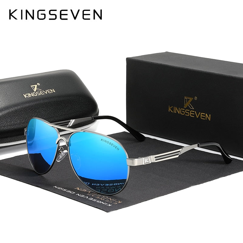 KINGSEVEN Stainless Steel Pilot Polarized Sunglasses