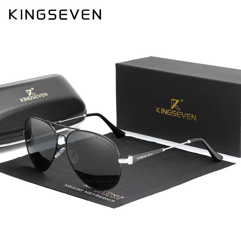 KINGSEVEN Men's Sunglasses Polarized Pilot Frame Anti-Glare Mirror Lens Fishing
