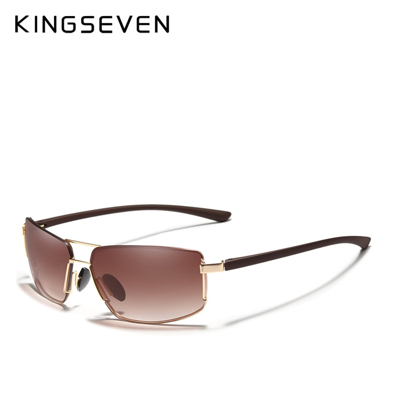 KINGSEVEN Sunglasses UV400 Gradient Design Stainless Steel Square Oculos Gafas