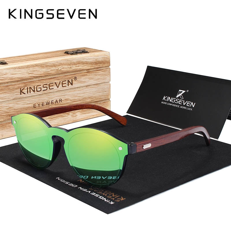 KINGSEVEN Wooden Sunglasses UV400 Men Women Brand Rosewood Eyewear