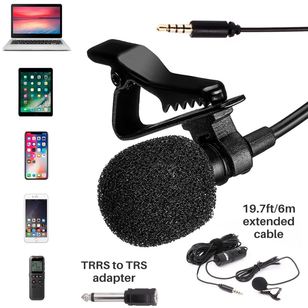 BOYA-BY-M1-3.5mm-Audio-Video-Record-Lavalier-Lapel-Microphone-Recording-microphone-Clip-On-Mic-for-iPhone-Android-Smartphone-PC