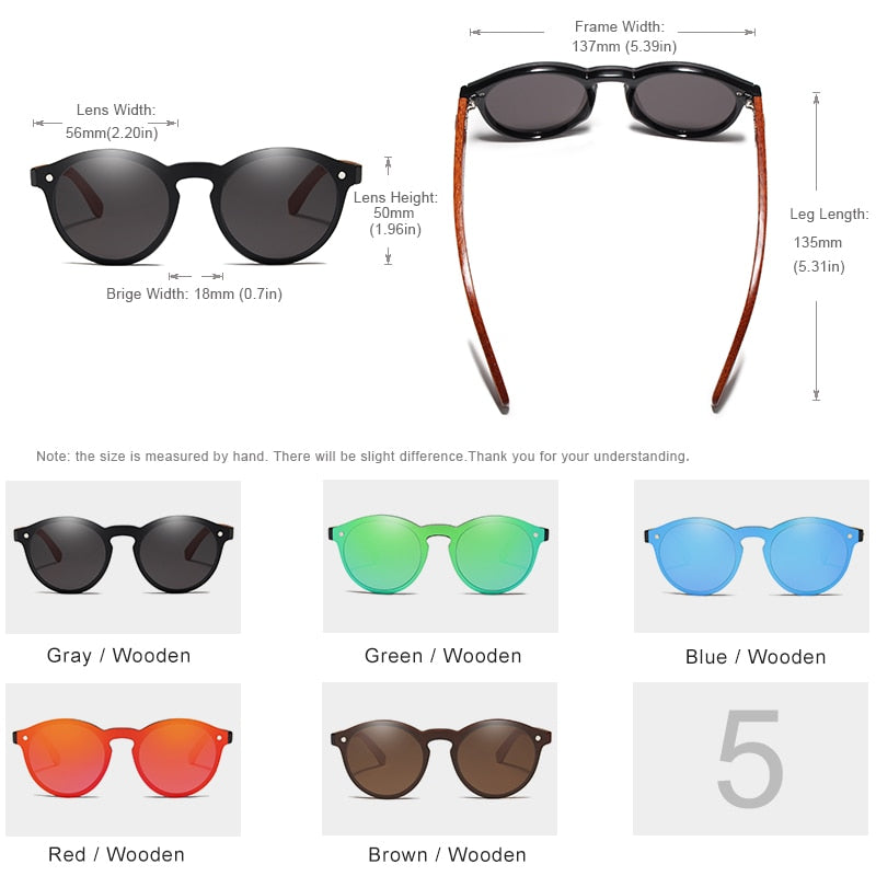 KINGSEVEN Wooden Sunglasses UV400 Men Women Brand Rosewood Eyewear