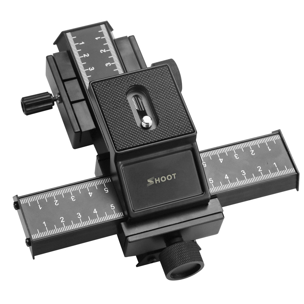 SHOOT-4-Way-Macro-Focusing-Rail-Slider-for-Canon-Sony-Nikon-Pentax-Close-Up-Shooting-Tripod-Head-with-1/4-Screw-for-DSLR-Camera