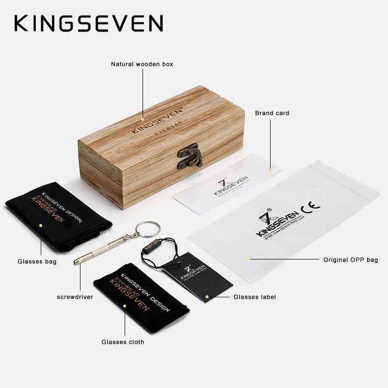 KINGSEVEN polarisierte Sonnenbrille handgemachte hölzerne Brille UV400 Schutz