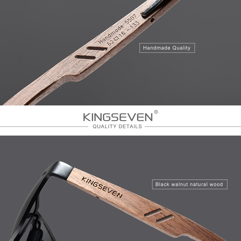 KINGSEVEN Holz Sonnenbrille Polarisiert UV400