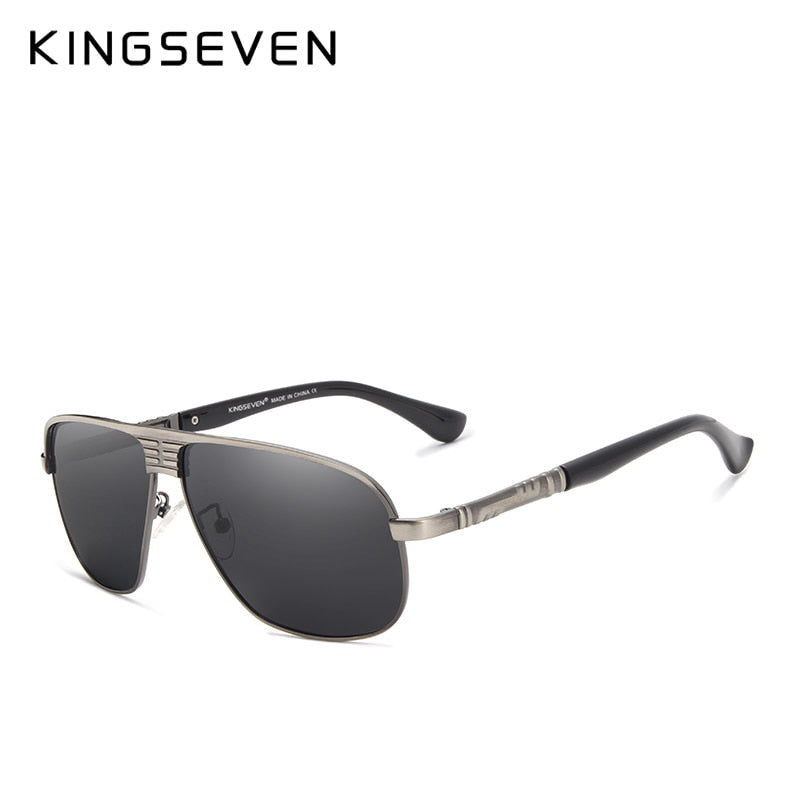 KINGSEVEN Retro Polarisierte Sonnenbrille, Schwarz, Herren