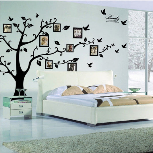 Free-Shipping:Large-200*250Cm/79*99in-Black-3D-DIY-Photo-Tree-PVC-Wall-Decals/Adhesive-Family-Wall-Stickers-Mural-Art-Home-Decor
