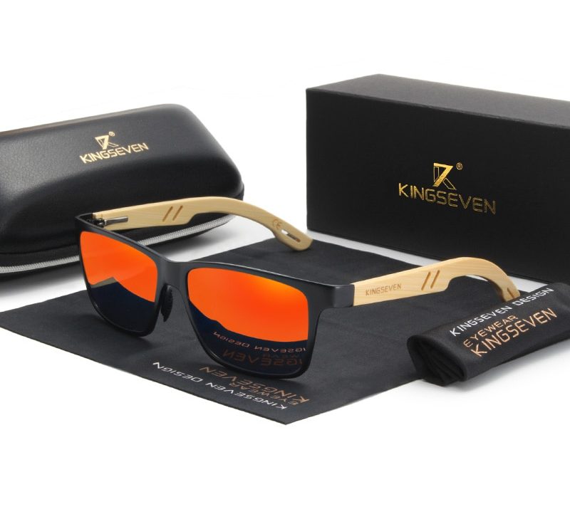 KINGSEVEN-Marke-Original-Design-Aluminium+Bambus-natürliche-hölzerne-Sonnenbrille-für-Frauen