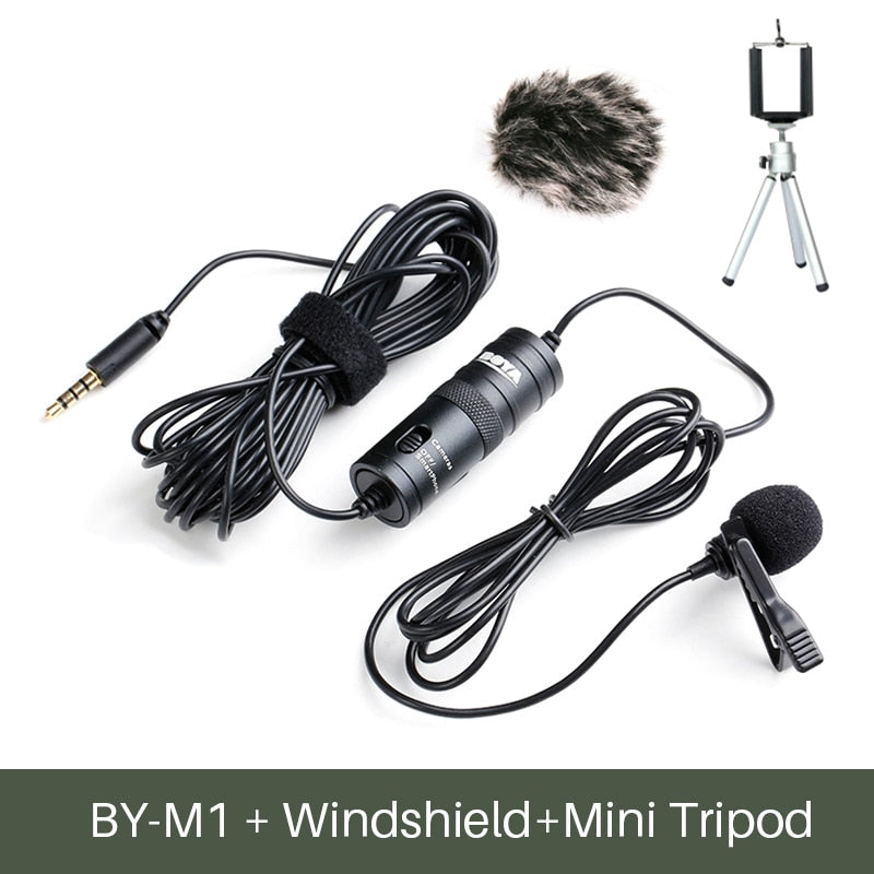 BOYA-BY-M1-3.5mm-Audio-Video-Record-Lavalier-Lapel-Microphone-Recording-microphone-Clip-On-Mic-for-iPhone-Android-Smartphone-PC