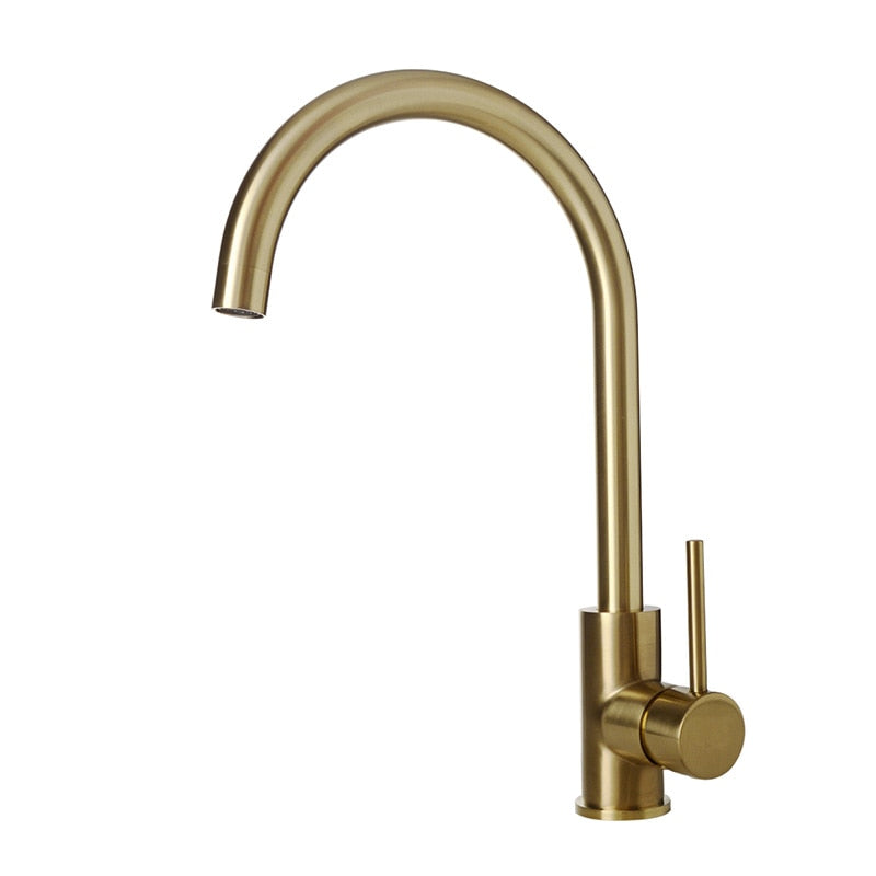 Kitchen-Water-Tap-Brushed-Gold-&-Black-Kitchen-Faucet-Single-Handle-Rotation-Classical-Sink-Water-Mixer