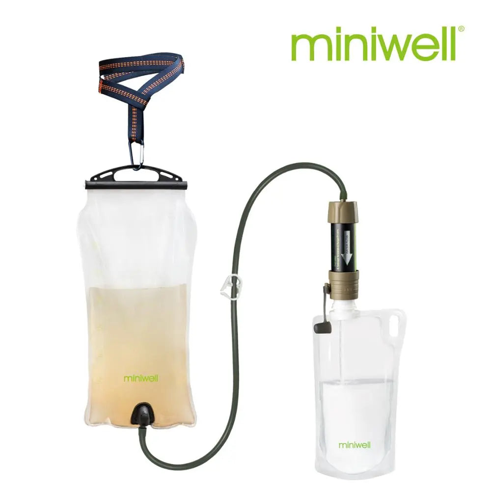 Miniwell Outdoor Schwerkraft-Wasserfilter-System für Wandern, Camping, Überleben und Reisen