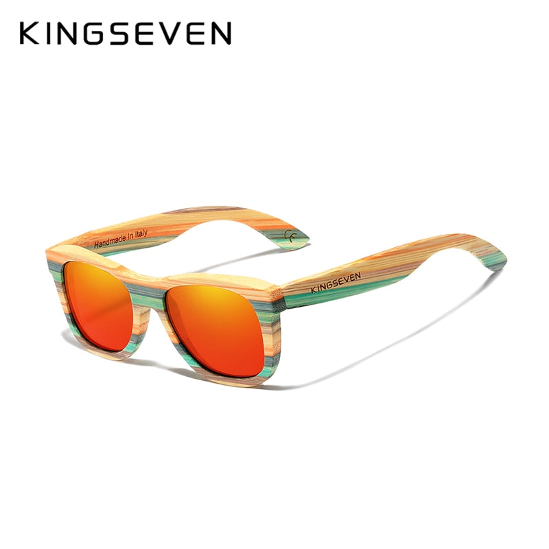 KINGSEVEN Retro Bamboo Sunglasses Polarized UV400 Full Frame Wood Handmade