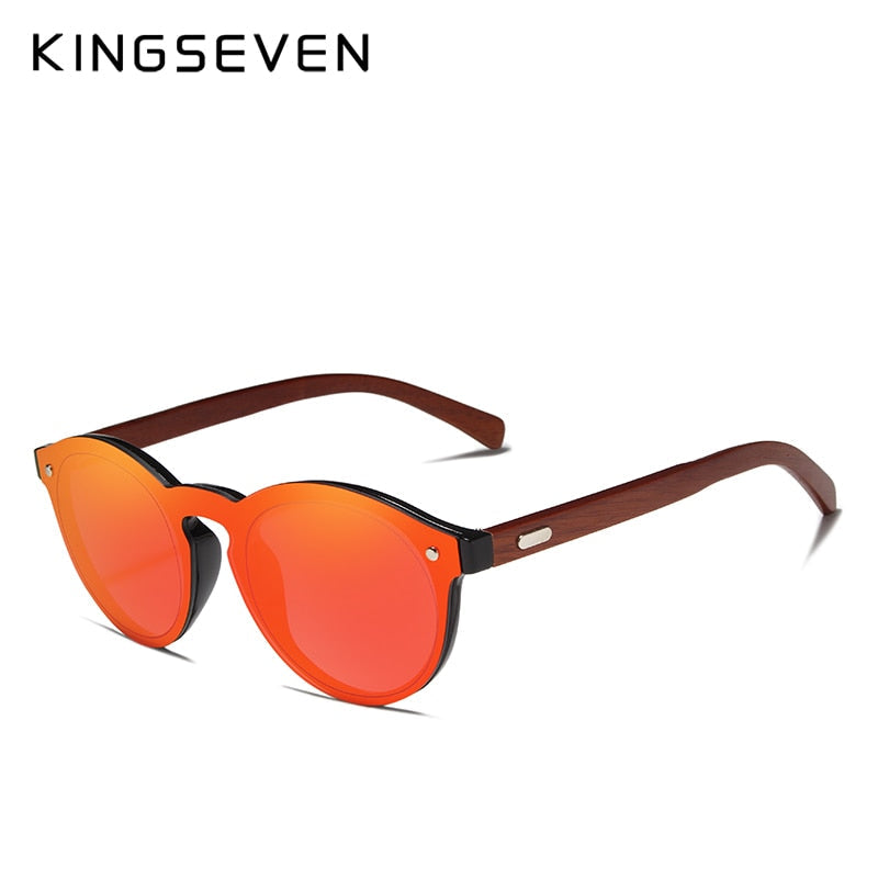 KINGSEVEN Wooden Sunglasses UV400 Men Women Brand Rosewood Eyewear