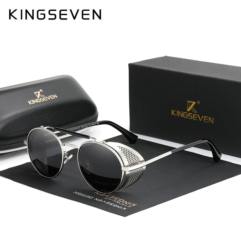 Echte KINGSEVEN Retro Sonnenbrille - Steampunk Stil