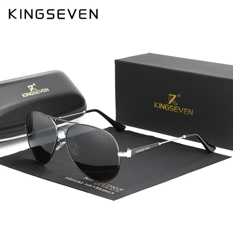 KINGSEVEN Men's Sunglasses Polarized Pilot Frame Anti-Glare Mirror Lens Fishing