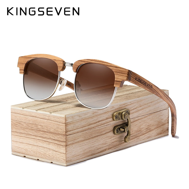 KINGSEVEN Retro Wooden Sunglasses Men Polarized UV400 Protection G5917 
