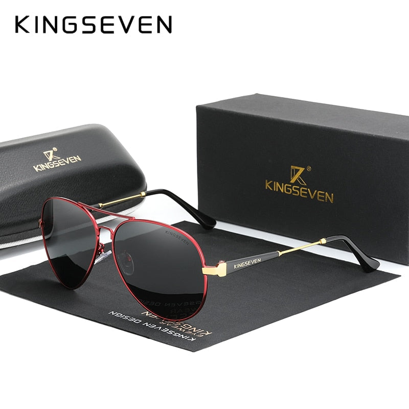 KINGSEVEN Men's Sunglasses Polarized Pilot Frame Anti-Glare Mirror Lens Fishing