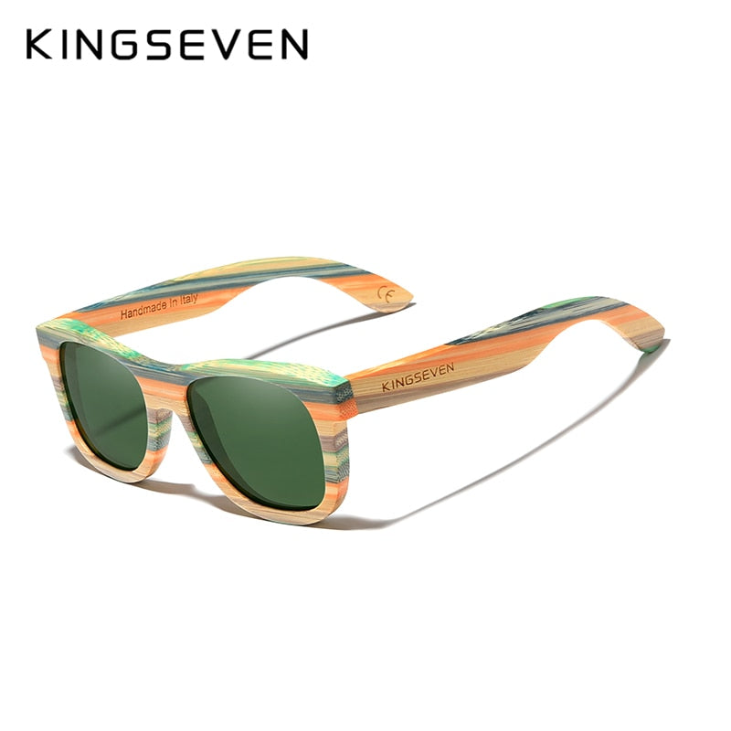 KINGSEVEN Retro Bamboo Sunglasses Polarized UV400 Full Frame Wood Handmade