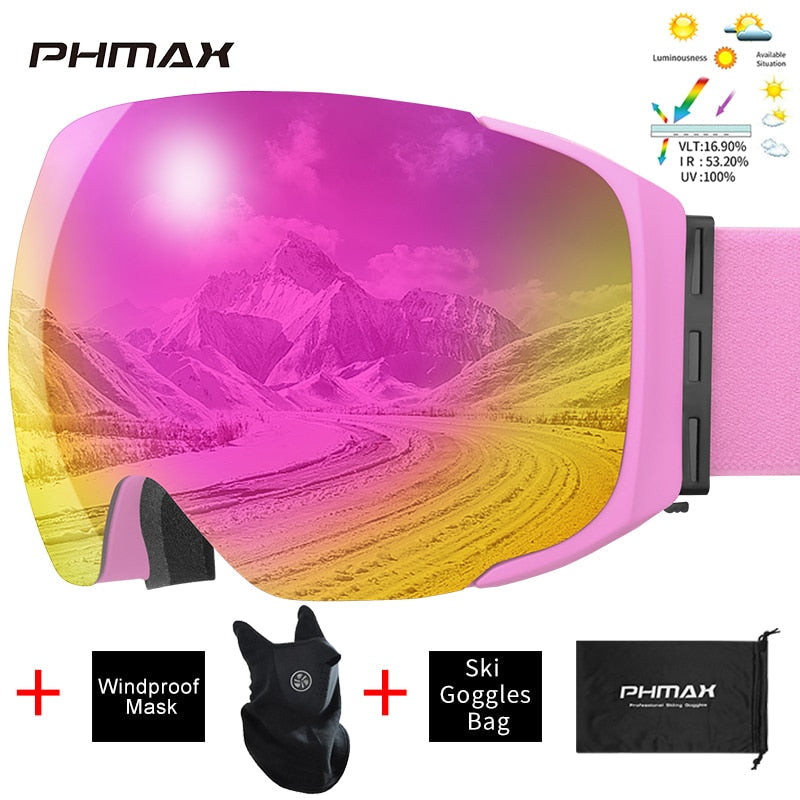 PHMAX-Brand-Ski-Goggles-Magnetic-Men-Women-Winter-Anti-Fog-Snow-Ski-Glasses-With-Free-Mask-Double-Layers-UV400-Snowboard-Goggles