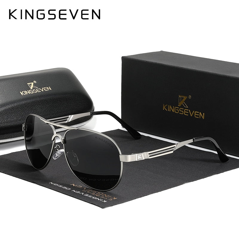 KINGSEVEN Stainless Steel Pilot Polarized Sunglasses