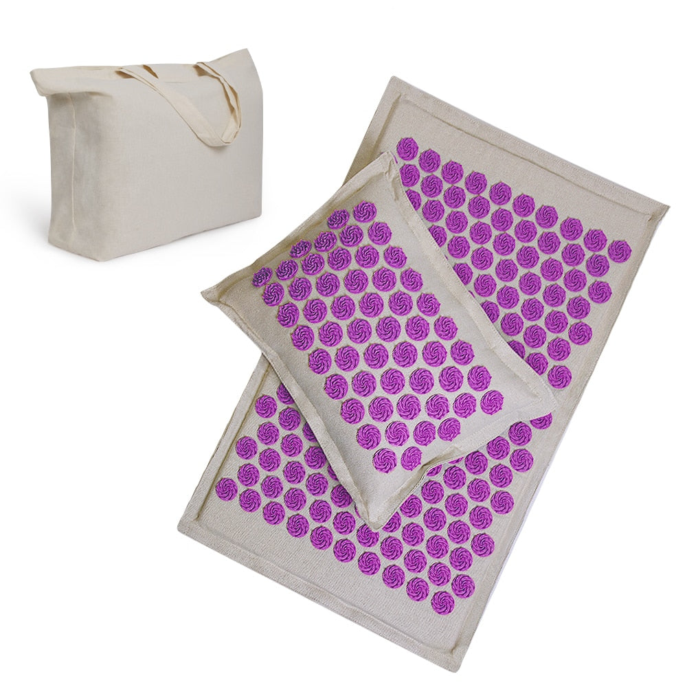 Spike-Mat-Acupressure-Mat,-Massage-Mat-Acupuncture-Pillow-Set-Yoga-Mat-Needle-Relieve-Back,-Neck-and-Sciatic-Pain,-Relax-Muscles