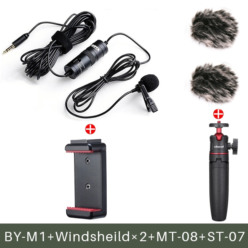 BOYA-BY-M1-3.5mm-Audio-Video-Record-Lavalier-Lapel-Microphone-Recording-microphone-Clip-On-Mic-for-iPhone-Android-Smartphone-PC