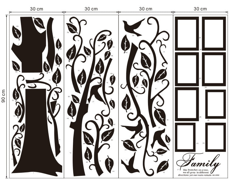 Free-Shipping:Large-200*250Cm/79*99in-Black-3D-DIY-Photo-Tree-PVC-Wall-Decals/Adhesive-Family-Wall-Stickers-Mural-Art-Home-Decor