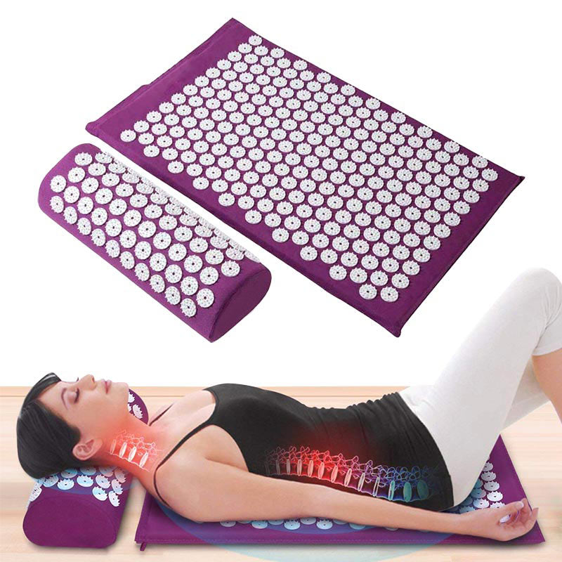 Massage-Mat-Acupressure-Mat-Lotus-Spike-Relieve-Back-Body-Pain-Spike-Applicator-Kuznetsov-Yoga-Mat-Bag-Массаж-Диванная-подушка