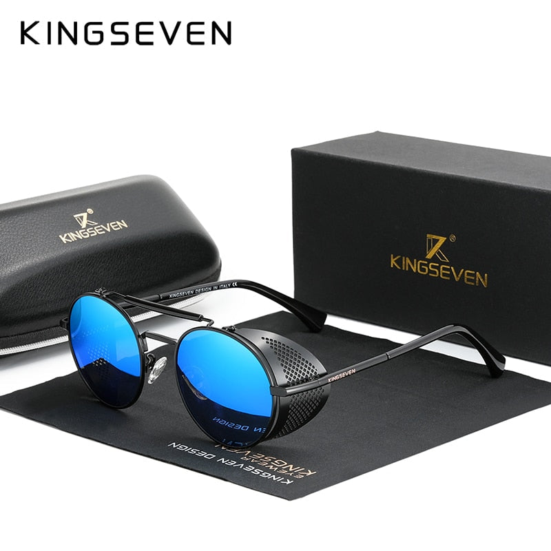 Echte KINGSEVEN Retro Sonnenbrille - Steampunk Stil
