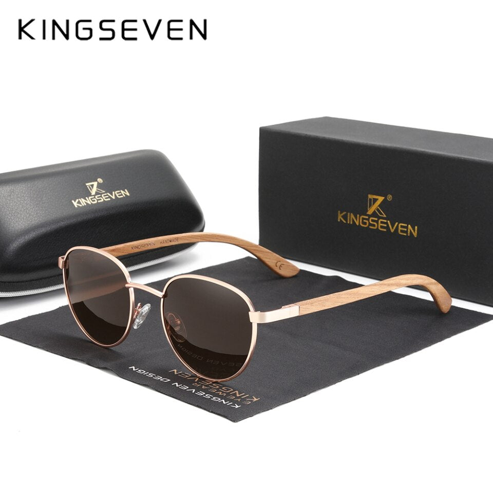 KINGSEVEN Handmade Bore Sunglasses Wooden Polarized Mirror Oculos