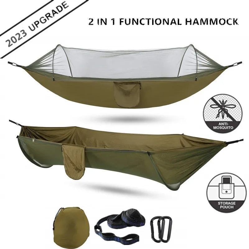 2023 Camping Hängematte mit Moskitonetz Pop-Up Licht Portable Outdoor Parachute