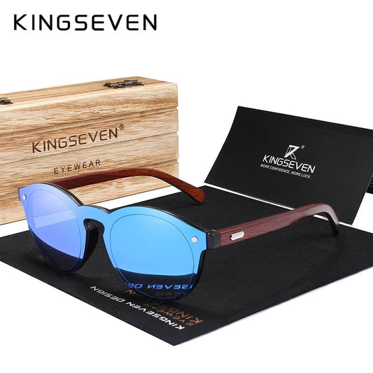 KINGSEVEN Wooden Sunglasses UV400 Men Women Brand Rosewood Eyewear