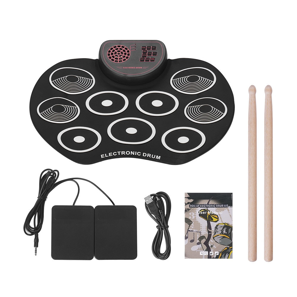 Compact-Grš§e-USB-Roll-Up-Silicon-Drum-Set-Digital-Electronic-Drum-Kit-7-Drum-Pads-with-Drumsticks-Foot-Pedals-for-Beginners